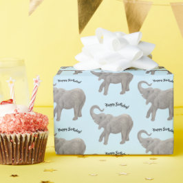Elephant Wrapping Paper Blassblau Geschenkpapier