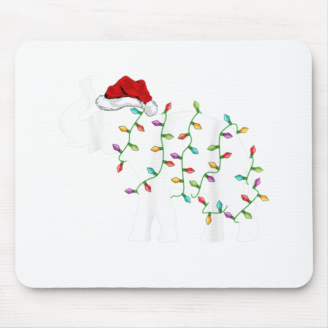 Elephant Xmas Lighting Funny Weihnachtsmannmütze E Mousepad (Vorne)