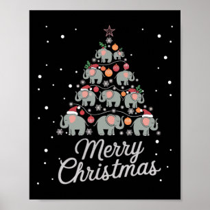 Elephant Xmas Tree Elephant Weihnachtsbaum Heirate Poster