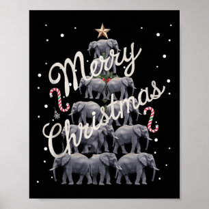 Elephant Xmas Tree Elephant Weihnachtsbaum Heirate Poster