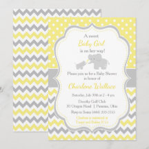 Elephant Yellow and Gray Baby Shower