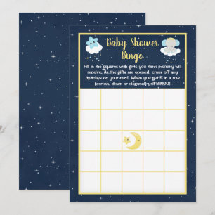 Elephant Yellow and Navy Baby Shower Bingo Einladung