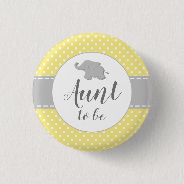Elephant Yellow Baby Shooting Tante zu sein Button (Vorderseite)