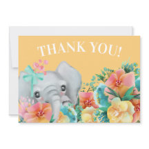 Elephant Yellow Pink Aquamarin Floral Vielen Dank
