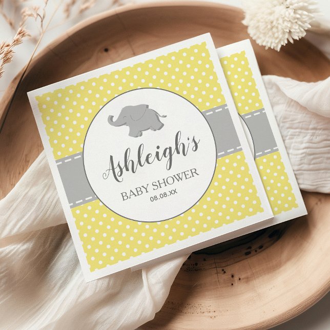 Elephant Yellow Polka Dot Baby Dusche Serviette (Von Creator hochgeladen)