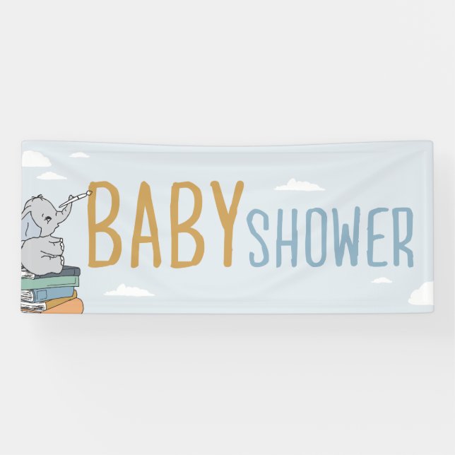 Elephant Zeichnete etwas Baby Dusche Elefant Niedl Banner (Horizontal)