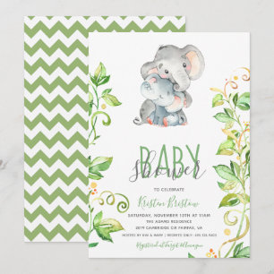 Elephant Zoo Animal Unisex Baby Shower Einladung