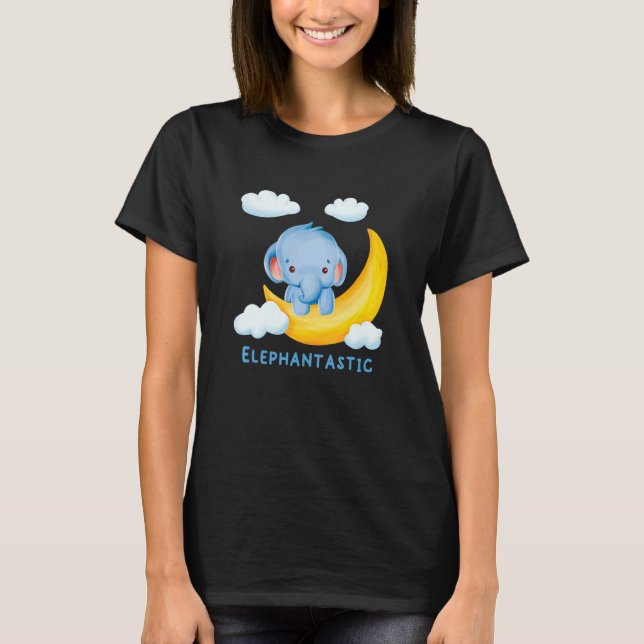Elephantarischer Niedlicher Elefant auf dem Mond m T-Shirt (Vorderseite)