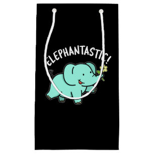 Elephantastisch Funny Elephant Pun Dark BG Kleine Geschenktüte
