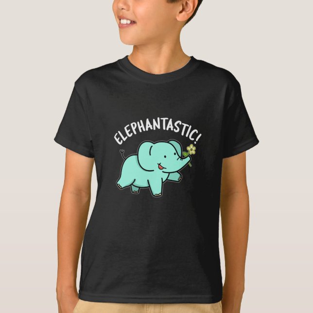 Elephantastisch Funny Elephant Pun Dark BG T-Shirt (Vorderseite)