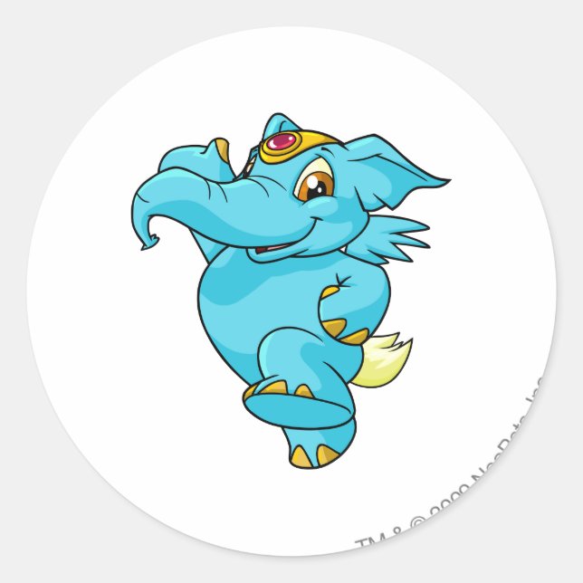 Elephante Blue Runder Aufkleber (Vorderseite)
