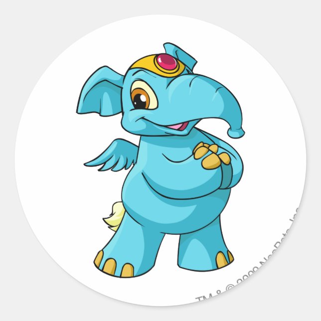 Elephante Blue Runder Aufkleber (Vorderseite)