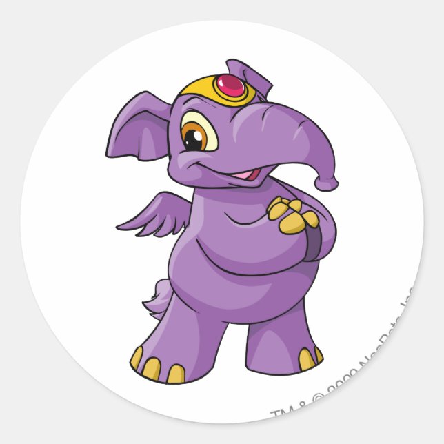 Elephante Lila Runder Aufkleber (Vorderseite)