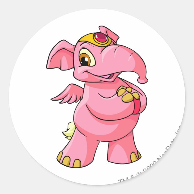 Elephante Pink Runder Aufkleber (Vorderseite)