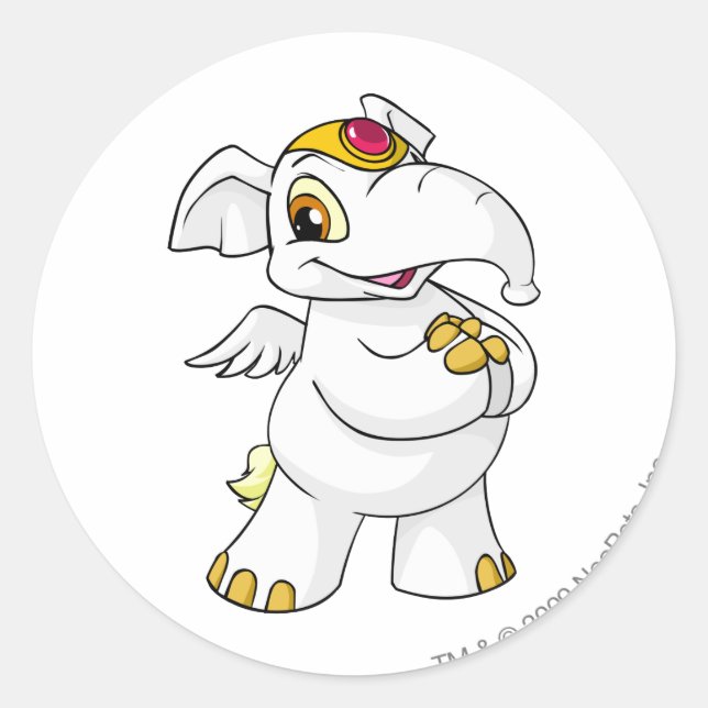 Elephante White Runder Aufkleber (Vorderseite)