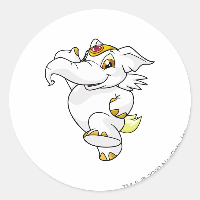 Elephante White Runder Aufkleber (Vorderseite)