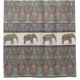 Elephanten Kashmir Pattern Tribal Boho Bohemisch Duschvorhang