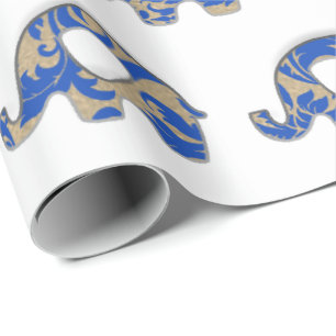 Elephanten White Oriental Cobalt Blue Gold Indigo Geschenkpapier
