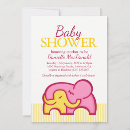 Elephantische Babydusche gelb rosa Einladung
