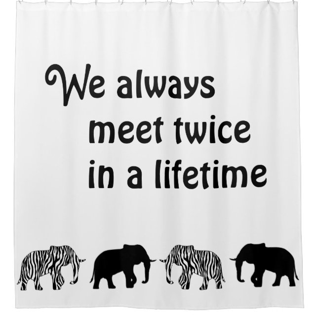 Elephantische Silhouette, schwarz und Zebrastreife Duschvorhang (Vorderseite)