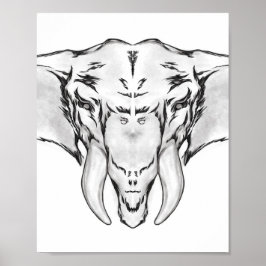 Elephantische Zeichnungen surrealischer Linien in  Poster