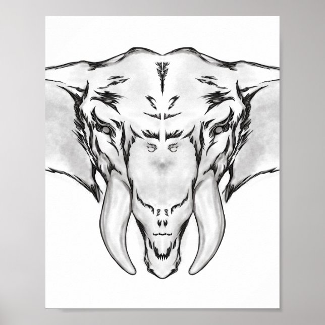 Elephantische Zeichnungen surrealischer Linien in  Poster (Vorne)