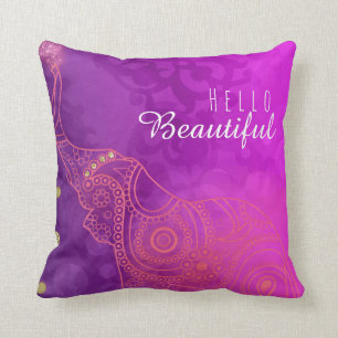 Elephantischer Lila rosa Orange- und goldfarbener  Kissen
