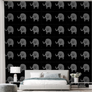 Elephants Animal Patterns Baby Boy Girl Gray Black Tapete