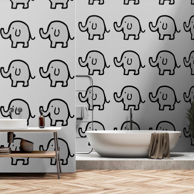Elephants Animal Patterns Baby Boy Girl Kinderzimm Tapete (Badezimmer)