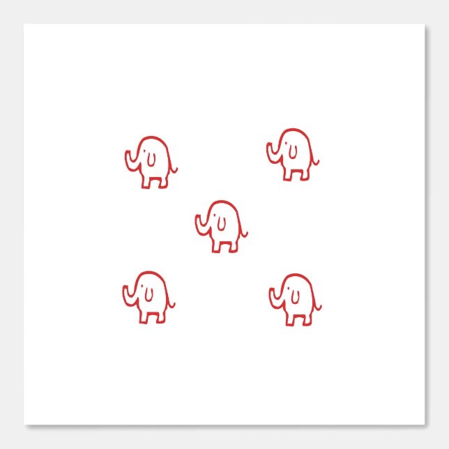 Elephants Baby Animal Patterns Cute Red White Wild Tapete (Vorderseite)