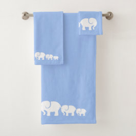 Eléphants Bleu Ensemble de serviettes de bain bleu