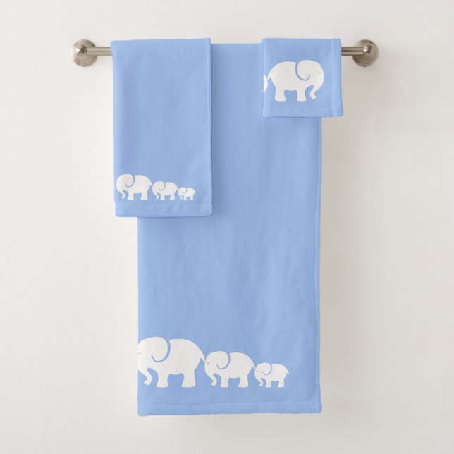 Eléphants Bleu Ensemble de serviettes de bain bleu (En situation)