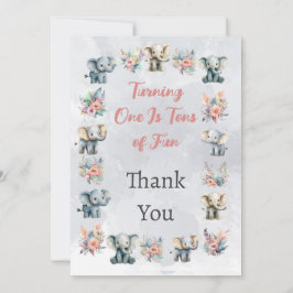 Elephants Boho Jungle Blume Grau Danke Karte