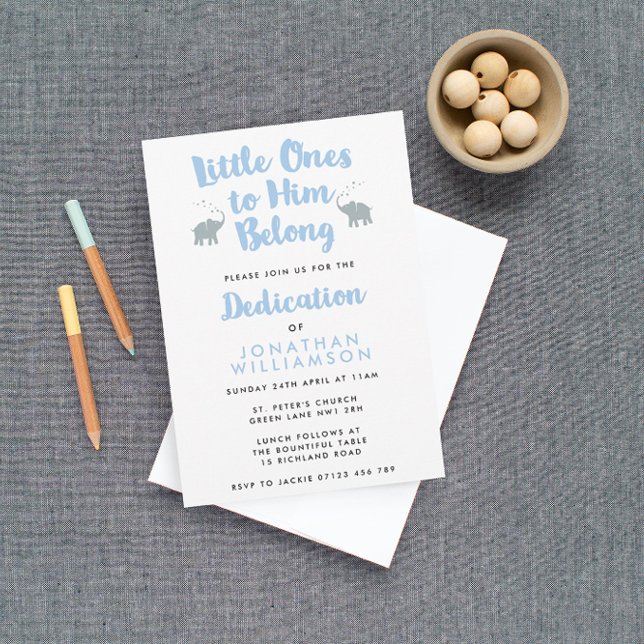 Elephants Christian Dedication Invitation | Bleu (Créateur téléchargé)