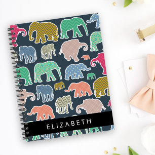 Eléphants colorés, Motif d'éléphants, Votre nom