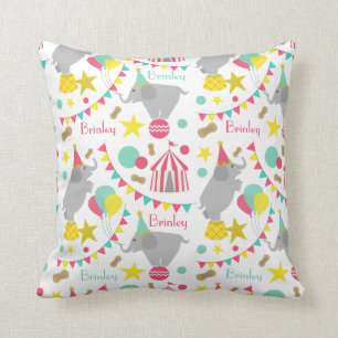Eléphants de cirque fille Coussin personnalisé
