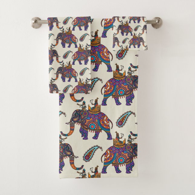 Eléphants de style indonésien avec Paisley  (En situation)