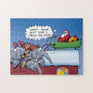 Éléphants du Père Noël Puzzle de Vacances Amusant