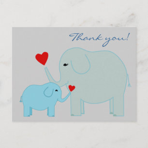 Eléphants en Merci bleu carte postale