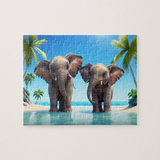 Eléphants Enfants Jigsaw Puzzle - Tropical (Horizontal)