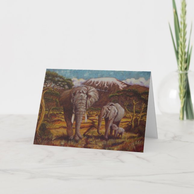 Éléphants et carte de remerciements de Kilimanjaro (Devant)