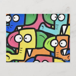 ELEPHANTS GRAFFITI Postcard Postkarte
