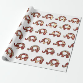 Elephants Lux Oriental Burgund Champaigne Gold VIP Geschenkpapier