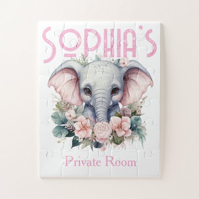 Éléphants mignons puzzles floraux  (Vertical)