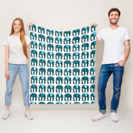 Elephants Muster Blau Fleecedecke