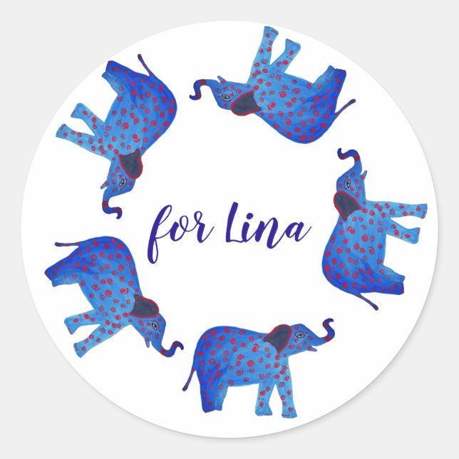 Eléphants, Nom personnalisé, Sticker (Devant)