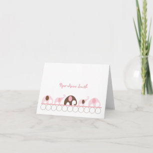 Eléphants roses et Brown Baby Girl Photo Note