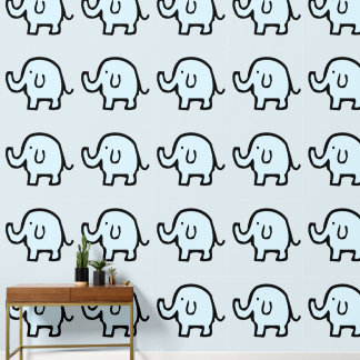 Elephants Tiermuster Baby Blue Boy Girl Niedlich Tapete