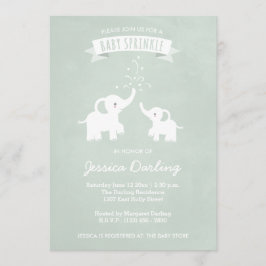 Eléphants verts Moderne Baby Sprinkle Invitations