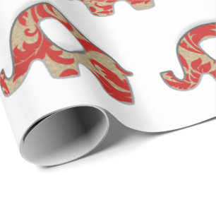 Elephants White Oriental Red Champaigne Gold Geschenkpapier